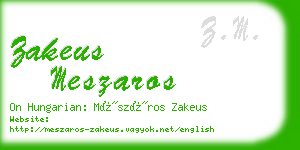 zakeus meszaros business card